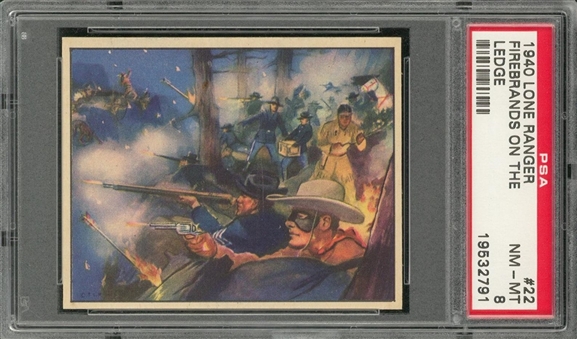 1940 R83 Gum, Inc. "Lone Ranger" #22 "Firebrands on the Ledge" – PSA NM-MT 8